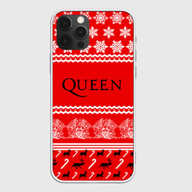 Чехол для iPhone 12 Pro с принтом Праздничный Queen в Курске, силикон | область печати: задняя сторона чехла, без боковых панелей | Тематика изображения на принте: paul rodg | queen | quen | брайан мэй | глэм | группа | джон дикон | знак | квин | королева | красный | куин | меркури | меркьюри | мэркури | надпись | новогодний | новый год | поп | праздник | роджер тейлор