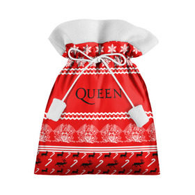 Подарочный 3D мешок с принтом Праздничный Queen в Курске, 100% полиэстер | Размер: 29*39 см | paul rodg | queen | quen | брайан мэй | глэм | группа | джон дикон | знак | квин | королева | красный | куин | меркури | меркьюри | мэркури | надпись | новогодний | новый год | поп | праздник | роджер тейлор