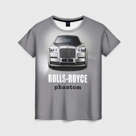 Женская футболка 3D с принтом Rolls-Royce Phantom в Курске, 100% полиэфир ( синтетическое хлопкоподобное полотно) | прямой крой, круглый вырез горловины, длина до линии бедер | bmw | rolls royce | авто | автомобиль | машина | роллс ройс | тачка | элита