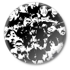 Значок с принтом ЛЕГЕНДЫ РЕПА в Курске,  металл | круглая форма, металлическая застежка в виде булавки | dr.dre.2pac | eminem | rap | xzibit | легенды репа | реп | реперы | эминем