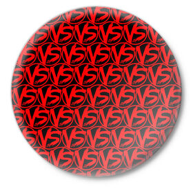 Значок с принтом VERSUS BATTLE RED в Курске,  металл | круглая форма, металлическая застежка в виде булавки | Тематика изображения на принте: rap | versus battle | битва | молодежный стиль | рэп | рэп батл | рэп битва | рэперы