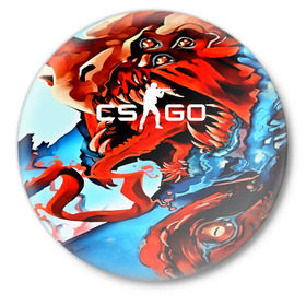 Значок с принтом CS GO Hyper Beast в Курске,  металл | круглая форма, металлическая застежка в виде булавки | awp | counter strike | game | skin | авп | игры | прикольные | скин