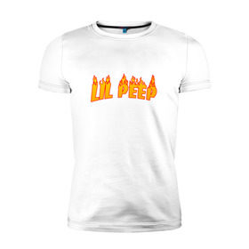 Мужская футболка премиум с принтом Lil Peep flame в Курске, 92% хлопок, 8% лайкра | приталенный силуэт, круглый вырез ворота, длина до линии бедра, короткий рукав | lil peep | rap | густав ор | лил пип | рэп