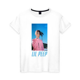 Женская футболка хлопок с принтом Лил Пип в Курске, 100% хлопок | прямой крой, круглый вырез горловины, длина до линии бедер, слегка спущенное плечо | lil peep | rap | густав ор | лил пип | рэп