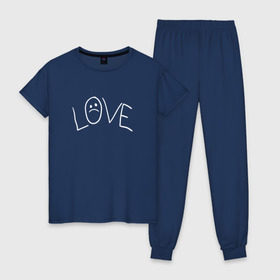 Женская пижама хлопок с принтом Lil Love Tattoo в Курске, 100% хлопок | брюки и футболка прямого кроя, без карманов, на брюках мягкая резинка на поясе и по низу штанин | lil peep | rap | густав ор | лил пип | рэп