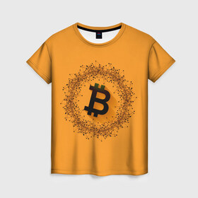 Женская футболка 3D с принтом BTC в Курске, 100% полиэфир ( синтетическое хлопкоподобное полотно) | прямой крой, круглый вырез горловины, длина до линии бедер | bitcoin | btc | crypto | биткоин | валюта | деньги | криптовалюта | цифровое золото