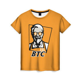 Женская футболка 3D с принтом BITCOIN в стиле KFC в Курске, 100% полиэфир ( синтетическое хлопкоподобное полотно) | прямой крой, круглый вырез горловины, длина до линии бедер | Тематика изображения на принте: bitcoin | btc | crypto | kfc | биткоин | валюта | деньги | криптовалюта | цифровое золото