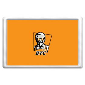 Магнит 45*70 с принтом BITCOIN в стиле KFC в Курске, Пластик | Размер: 78*52 мм; Размер печати: 70*45 | bitcoin | btc | crypto | kfc | биткоин | валюта | деньги | криптовалюта | цифровое золото