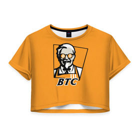 Женская футболка 3D укороченная с принтом BITCOIN в стиле KFC в Курске, 100% полиэстер | круглая горловина, длина футболки до линии талии, рукава с отворотами | Тематика изображения на принте: bitcoin | btc | crypto | kfc | биткоин | валюта | деньги | криптовалюта | цифровое золото