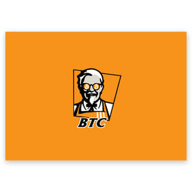 Поздравительная открытка с принтом BITCOIN в стиле KFC в Курске, 100% бумага | плотность бумаги 280 г/м2, матовая, на обратной стороне линовка и место для марки
 | bitcoin | btc | crypto | kfc | биткоин | валюта | деньги | криптовалюта | цифровое золото