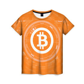 Женская футболка 3D с принтом BITCOIN в Курске, 100% полиэфир ( синтетическое хлопкоподобное полотно) | прямой крой, круглый вырез горловины, длина до линии бедер | bitcoin | btc | coin | crypto | ethereum | money | orange | биткоин | валюта | деньги | известные | криптовалюта | логотип | монета | надписи.cash | оранжевый | цвет | цифровое золото | эфир