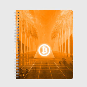 Тетрадь с принтом BITCOIN в Курске, 100% бумага | 48 листов, плотность листов — 60 г/м2, плотность картонной обложки — 250 г/м2. Листы скреплены сбоку удобной пружинной спиралью. Уголки страниц и обложки скругленные. Цвет линий — светло-серый
 | Тематика изображения на принте: bitcoin | btc | coin | crypto | ethereum | money | orange | биткоин | валюта | деньги | известные | криптовалюта | логотип | монета | надписи.cash | оранжевый | цвет | цифровое золото | эфир