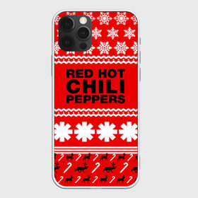 Чехол для iPhone 12 Pro Max с принтом Праздничный RHCP в Курске, Силикон |  | red hot chili peppers | rhcp | альтернативный | группа | джош клингхоффер | знак | красные острые перцы чили | красный | метал | надпись | новогодний | новый год | праздник | ред хот ч | рождество | рок | рхчп | рэп