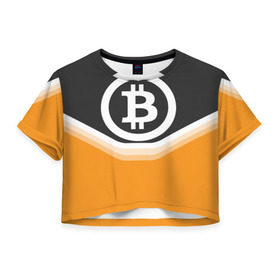 Женская футболка 3D укороченная с принтом BITCOIN UNIFORM в Курске, 100% полиэстер | круглая горловина, длина футболки до линии талии, рукава с отворотами | bitcoin | btc | coin | crypto | ethereum | money | orange | биткоин | валюта | деньги | известные | криптовалюта | логотип | монета | надписи.cash | оранжевый | цвет | цифровое золото | эфир