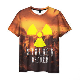 Мужская футболка 3D с принтом S.T.A.L.K.E.R Андрей в Курске, 100% полиэфир | прямой крой, круглый вырез горловины, длина до линии бедер | s.t.a.l.k.e.r. | stalker | андрей | припять | сталкер | чернобыль