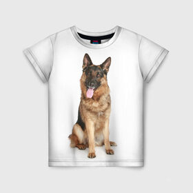 Детская футболка 3D с принтом Верный друг в Курске, 100% гипоаллергенный полиэфир | прямой крой, круглый вырез горловины, длина до линии бедер, чуть спущенное плечо, ткань немного тянется |  овчарка | пес | собака