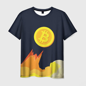 Мужская футболка 3D с принтом BITCOIN UP в Курске, 100% полиэфир | прямой крой, круглый вырез горловины, длина до линии бедер | bitcoin | btc | crypto | биткоин | валюта | деньги | криптовалюта | майнер | майнинг | цифровое золото