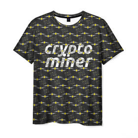 Мужская футболка 3D с принтом CRYPTO MINER в Курске, 100% полиэфир | прямой крой, круглый вырез горловины, длина до линии бедер | Тематика изображения на принте: bitcoin | btc | crypto | miner | mining | биткоин | валюта | деньги | криптовалюта | майнинг | цифровое золото