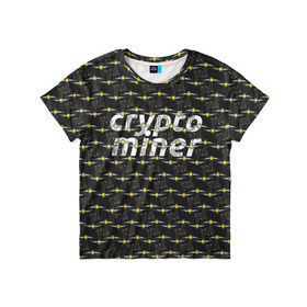 Детская футболка 3D с принтом CRYPTO MINER в Курске, 100% гипоаллергенный полиэфир | прямой крой, круглый вырез горловины, длина до линии бедер, чуть спущенное плечо, ткань немного тянется | Тематика изображения на принте: bitcoin | btc | crypto | miner | mining | биткоин | валюта | деньги | криптовалюта | майнинг | цифровое золото