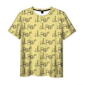 Мужская футболка 3D с принтом LiL PEEP Pattern в Курске, 100% полиэфир | прямой крой, круглый вырез горловины, длина до линии бедер | band | cry baby | emo | lil peep | music | musician | rap | swag | логотип | музыка | музыкант | нытик. | рэп | сваг | эмо