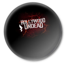 Значок с принтом Hollywood Undead в Курске,  металл | круглая форма, металлическая застежка в виде булавки | Тематика изображения на принте: j dog | голивудская нежить | голливудская нежить | джейдог | маски | нежить | рэпкор