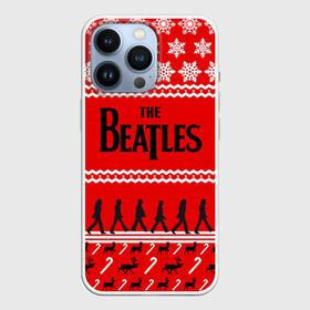 Чехол для iPhone 13 Pro с принтом Праздничный The Beatles в Курске,  |  | Тематика изображения на принте: beatles | the beatles | бител | битлз | битлс | битлы | группа | джон леннон | джордж харрисон | жуки | знак | красный | ливерпульская четвёрка | мерсибит | надпись | новогодний | новый год | пол маккартни | поп