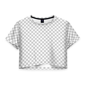 Женская футболка 3D укороченная с принтом Прозрачность в Курске, 100% полиэстер | круглая горловина, длина футболки до линии талии, рукава с отворотами | opacity | photoshop | transparent | белый | дизайнер | квадратики | клетки | паттрен | прозрачный | серый | фотошоп