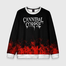 Детский свитшот 3D с принтом Cannibal Corpse в Курске, 100% полиэстер | свободная посадка, прямой крой, мягкая тканевая резинка на рукавах и понизу свитшота | Тематика изображения на принте: band | cannibal corpse | metal | music | rock | атрибутика | группа | метал | музыка | рок