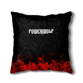 Подушка 3D с принтом Powerwolf в Курске, наволочка – 100% полиэстер, наполнитель – холлофайбер (легкий наполнитель, не вызывает аллергию). | состоит из подушки и наволочки. Наволочка на молнии, легко снимается для стирки | band | metal | music | powerwolf | rock | атрибутика | группа | метал | музыка | рок