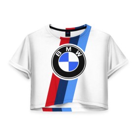 Женская футболка 3D укороченная с принтом BMW 2018 M Sport в Курске, 100% полиэстер | круглая горловина, длина футболки до линии талии, рукава с отворотами | bmw | bmw motorsport | bmw performance | carbon | m | motorsport | performance | sport | бмв | карбон | моторспорт | спорт