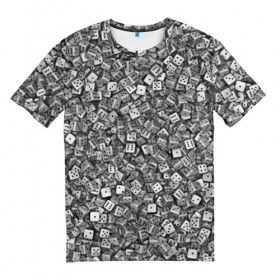 Мужская футболка 3D с принтом Игральные кубики в Курске, 100% полиэфир | прямой крой, круглый вырез горловины, длина до линии бедер | dice | азарт | игра | казино | кости | куб | кубик | настолки | настольные | паттерн | рандом | удача