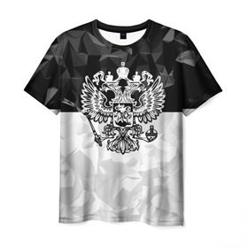 Мужская футболка 3D с принтом RUSSIA - Black Collection в Курске, 100% полиэфир | прямой крой, круглый вырез горловины, длина до линии бедер | russia | герб | двуглавый орел | патриот | россия