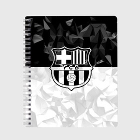 Тетрадь с принтом FC Barca Black Collection в Курске, 100% бумага | 48 листов, плотность листов — 60 г/м2, плотность картонной обложки — 250 г/м2. Листы скреплены сбоку удобной пружинной спиралью. Уголки страниц и обложки скругленные. Цвет линий — светло-серый
 | Тематика изображения на принте: fc barcelona | fcb | барселона | спорт | спортивные | футбол | футбольный клуб