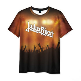 Мужская футболка 3D с принтом Judas Priest в Курске, 100% полиэфир | прямой крой, круглый вырез горловины, длина до линии бедер | band | judas priest | metal | music | rock | атрибутика | метал | музыка | рок