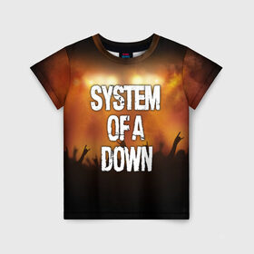 Детская футболка 3D с принтом System of a Down в Курске, 100% гипоаллергенный полиэфир | прямой крой, круглый вырез горловины, длина до линии бедер, чуть спущенное плечо, ткань немного тянется | 