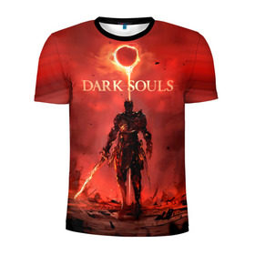 Мужская футболка 3D спортивная с принтом Dark Souls в Курске, 100% полиэстер с улучшенными характеристиками | приталенный силуэт, круглая горловина, широкие плечи, сужается к линии бедра | dark souls | praise the sun | you died | дарк соулс
