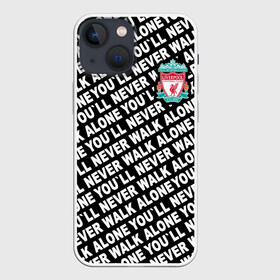 Чехол для iPhone 13 mini с принтом YNWA с логотипом в Курске,  |  | Тематика изображения на принте: liverpool | you ll never walk alone | апл | ливерпуль | футбол