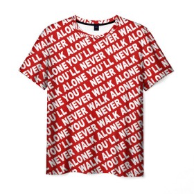 Мужская футболка 3D с принтом YNWA красный в Курске, 100% полиэфир | прямой крой, круглый вырез горловины, длина до линии бедер | liverpool | ynwa | yol ll never walk alone | апл | ливерпуль | футбол