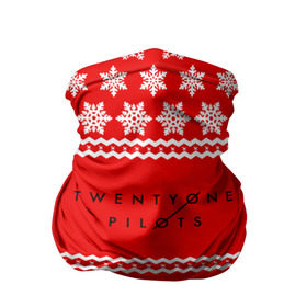 Бандана-труба 3D с принтом Праздничный Twenty One Pilots в Курске, 100% полиэстер, ткань с особыми свойствами — Activecool | плотность 150‒180 г/м2; хорошо тянется, но сохраняет форму | Тематика изображения на принте: 21 pilots | красный | новогодний | рождество | снежинки