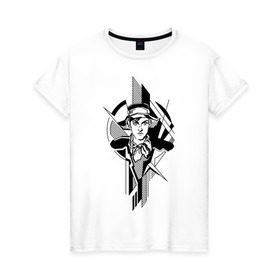 Женская футболка хлопок с принтом Молодой Маяковский в Курске, 100% хлопок | прямой крой, круглый вырез горловины, длина до линии бедер, слегка спущенное плечо | авангард | геометрия | портрет | поэт