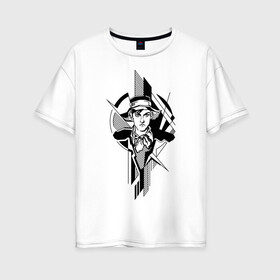 Женская футболка хлопок Oversize с принтом Молодой Маяковский в Курске, 100% хлопок | свободный крой, круглый ворот, спущенный рукав, длина до линии бедер
 | авангард | геометрия | портрет | поэт
