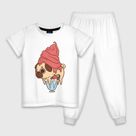 Детская пижама хлопок с принтом мопс-мороженое в Курске, 100% хлопок |  брюки и футболка прямого кроя, без карманов, на брюках мягкая резинка на поясе и по низу штанин
 | 