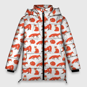 Женская зимняя куртка 3D с принтом Рыжий паттер в Курске, верх — 100% полиэстер; подкладка — 100% полиэстер; утеплитель — 100% полиэстер | длина ниже бедра, силуэт Оверсайз. Есть воротник-стойка, отстегивающийся капюшон и ветрозащитная планка. 

Боковые карманы с листочкой на кнопках и внутренний карман на молнии | лис | лиса | лисица | лисичка | лисы | паттерн | рыжая