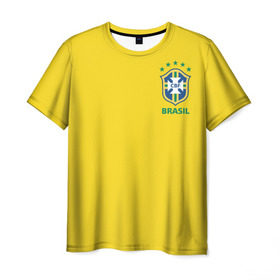 Мужская футболка 3D с принтом Бразилия, форма в Курске, 100% полиэфир | прямой крой, круглый вырез горловины, длина до линии бедер | brazil | uniform | бразильская | конфедерация