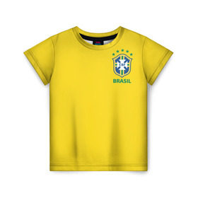 Детская футболка 3D с принтом Бразилия, форма в Курске, 100% гипоаллергенный полиэфир | прямой крой, круглый вырез горловины, длина до линии бедер, чуть спущенное плечо, ткань немного тянется | brazil | uniform | бразильская | конфедерация