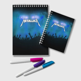 Блокнот с принтом Metallica в Курске, 100% бумага | 48 листов, плотность листов — 60 г/м2, плотность картонной обложки — 250 г/м2. Листы скреплены удобной пружинной спиралью. Цвет линий — светло-серый
 | band | metal | metallica | music | rock | атрибутика | группа | метал | музыка | рок
