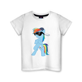 Детская футболка хлопок с принтом Крутая пони в Курске, 100% хлопок | круглый вырез горловины, полуприлегающий силуэт, длина до линии бедер | Тематика изображения на принте: my little pony | swag | арт | игра | крутая | лошадь | май литл пони | мультфильм | прикольные