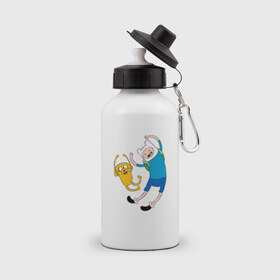Бутылка спортивная с принтом Adventure time в Курске, металл | емкость — 500 мл, в комплекте две пластиковые крышки и карабин для крепления | 