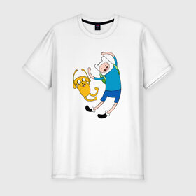 Мужская футболка премиум с принтом Adventure time в Курске, 92% хлопок, 8% лайкра | приталенный силуэт, круглый вырез ворота, длина до линии бедра, короткий рукав | 