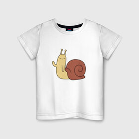 Детская футболка хлопок с принтом Улитка в Курске, 100% хлопок | круглый вырез горловины, полуприлегающий силуэт, длина до линии бедер | Тематика изображения на принте: 